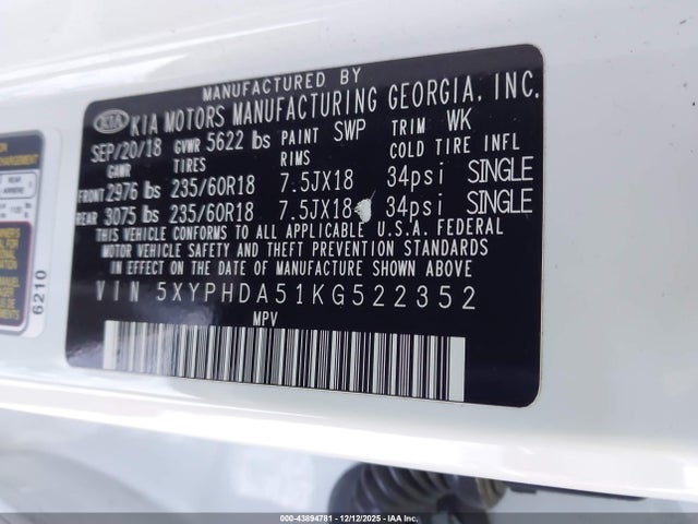2019 KIA SORENTO 5XYPHDA51KG522352 Photo 8