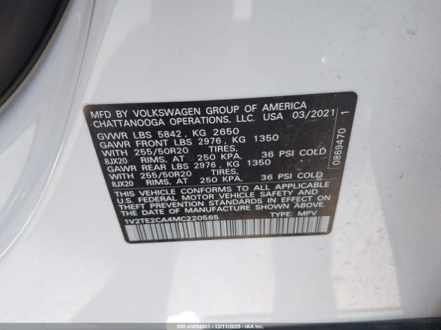 2021 VOLKSWAGEN ATLAS CROSS SPORT 1V2TE2CA4MC220565 Photo 8