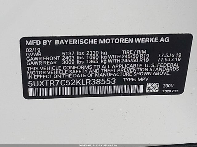 2019 BMW X3 5UXTR7C52KLR38553 Photo 8