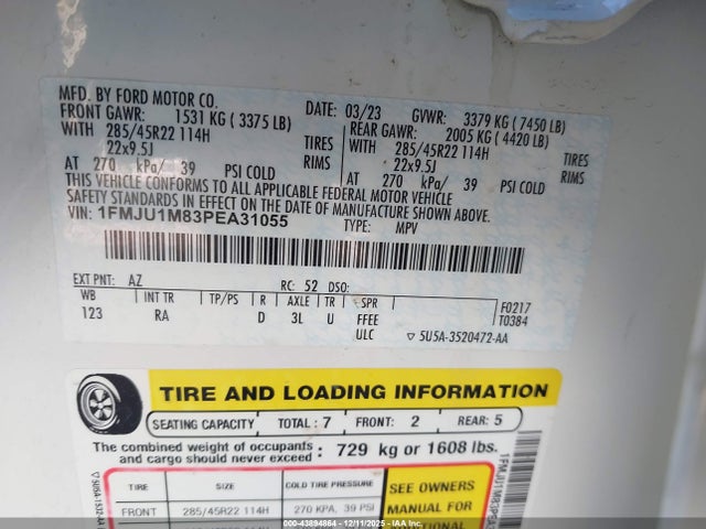 1FMJU1M83PEA31055 Ford Expedition Platinum