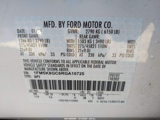 2024 FORD EXPLORER 1FM5K8GC6RGA10725 Photo 8