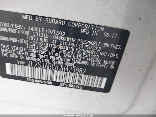 Subaru Forester 2.5i 2018 JF2SJABC8JH423982 Image 9