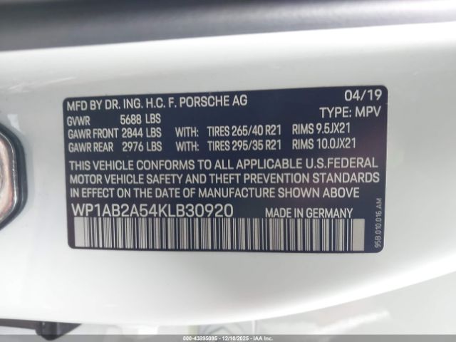 2019 PORSCHE MACAN WP1AB2A54KLB30920 Photo 8