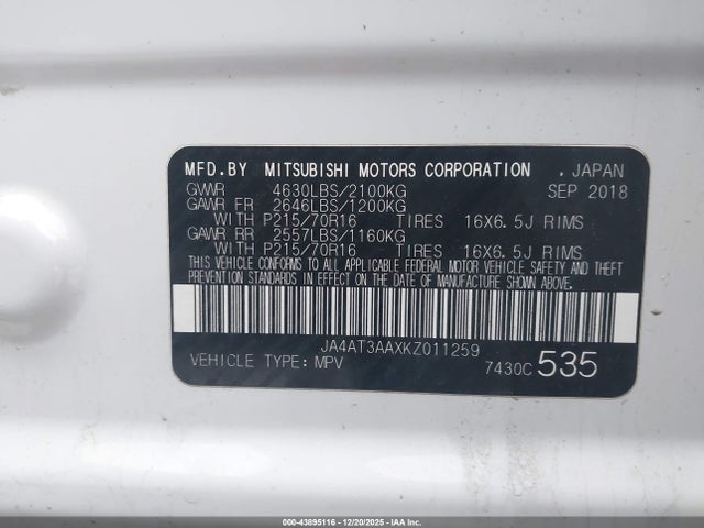 2019 MITSUBISHI ECLIPSE CROSS JA4AT3AAXKZ011259 Photo 8