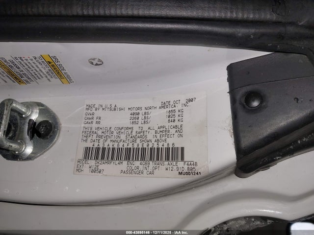 2008 MITSUBISHI ECLIPSE 4A3AK64F58E025486 Photo 8