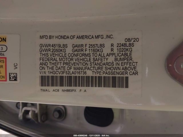 2020 HONDA ACCORD HYBRID 1HGCV3F52LA016736 Photo 8