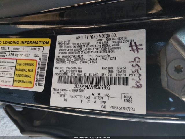 2017 FORD FUSION 3FA6P0H77HR369852 Photo 8