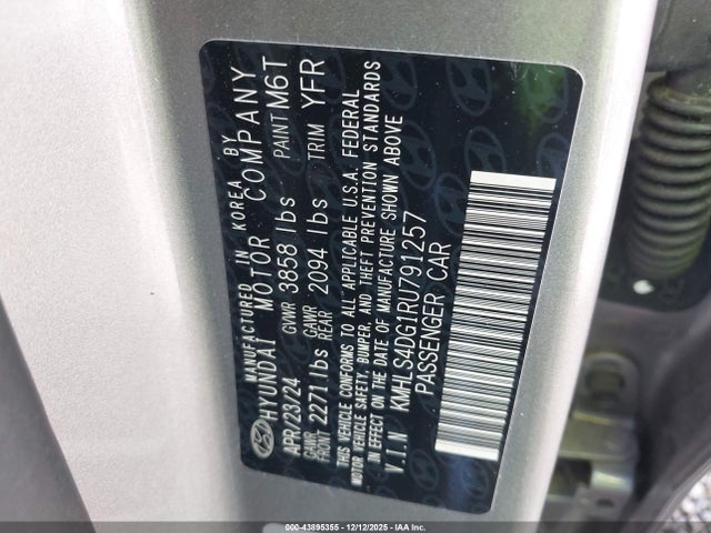 KMHLS4DG1RU791257 Hyundai ELANTRA SEL