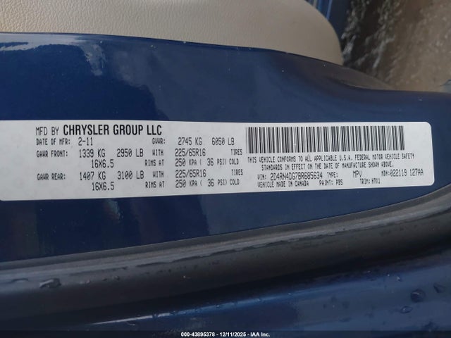 Продаж на аукціоні авто 2011 Dodge Grand Caravan Express, vin: 2D4RN4DG7BR685634, номер лоту: 43895378