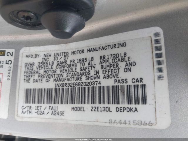 2008 TOYOTA COROLLA 1NXBR32E68Z020374 Photo 8