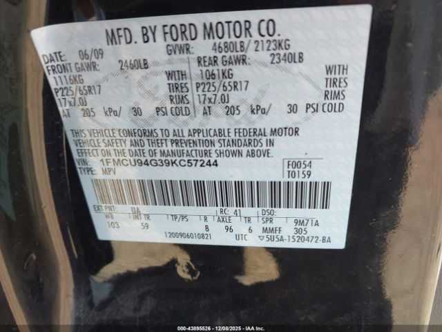 2009 FORD ESCAPE 1FMCU94G39KC57244 Photo 8