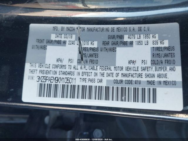 2019 MAZDA MAZDA3 3MZBPAEM9KM105011 Photo 8