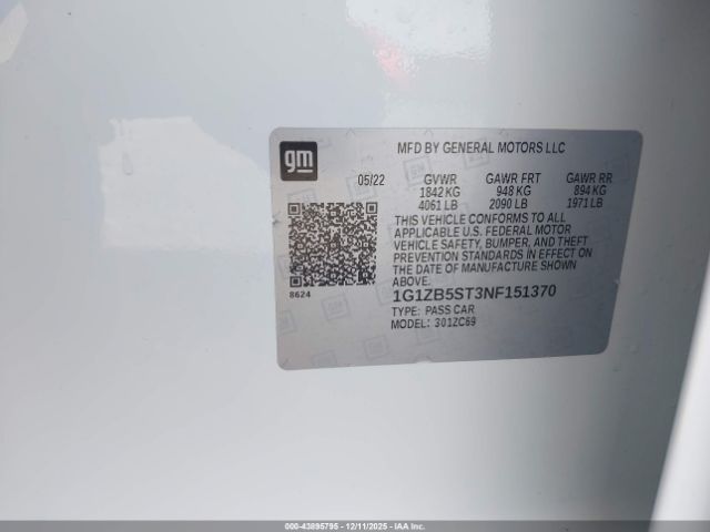 2022 CHEVROLET MALIBU 1G1ZB5ST3NF151370 Photo 8