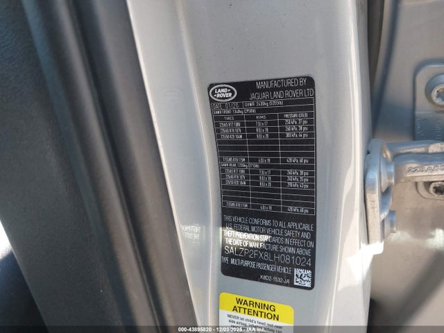 2020 LAND ROVER RANGE ROVER EVOQUE SALZP2FX8LH081024 Photo 8