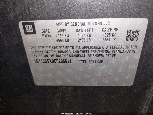 1G11J5SX8EF206611 Chevrolet Malibu 2lz