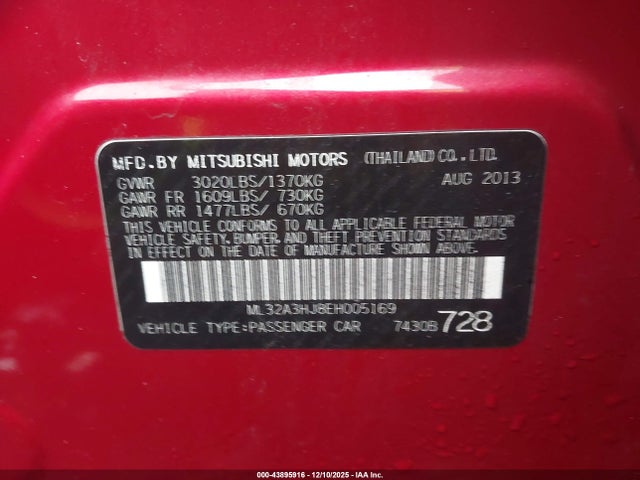 2014 MITSUBISHI MIRAGE ML32A3HJ8EH005169 Photo 8