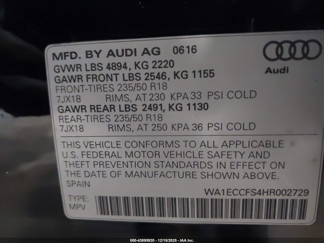 2017 AUDI Q3 WA1ECCFS4HR002729 Photo 8