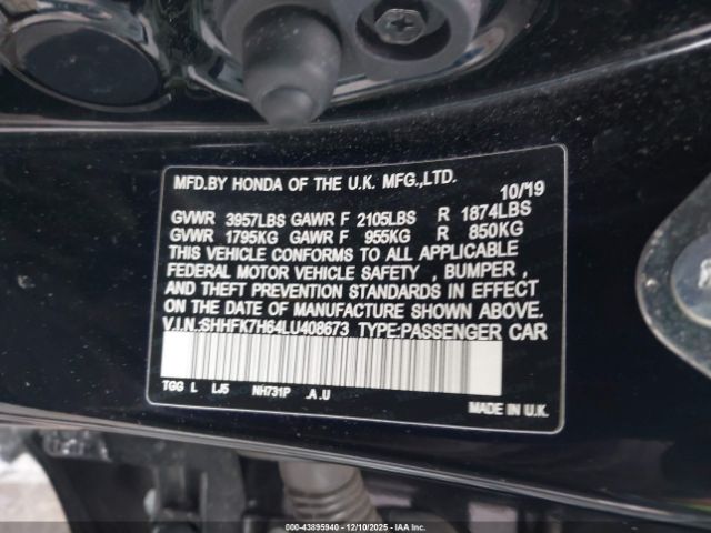 2020 HONDA CIVIC SHHFK7H64LU408673 Photo 8