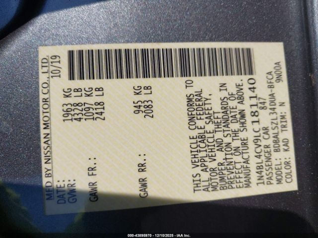 2020 NISSAN ALTIMA 1N4BL4CV9LC181140 Photo 8