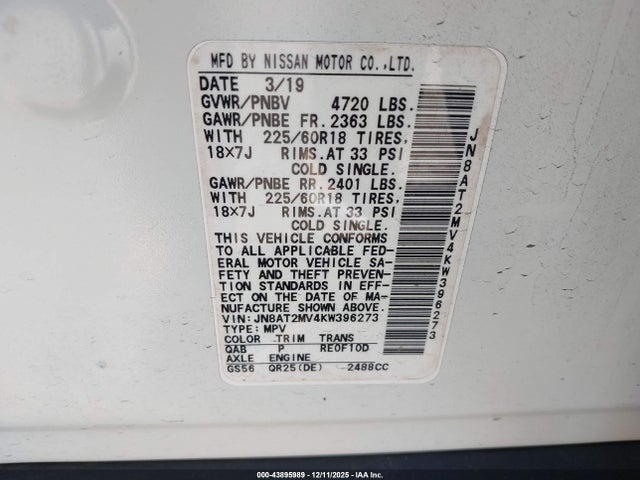 Nissan ROGUE SV 2019 JN8AT2MV4KW396273 Image 9