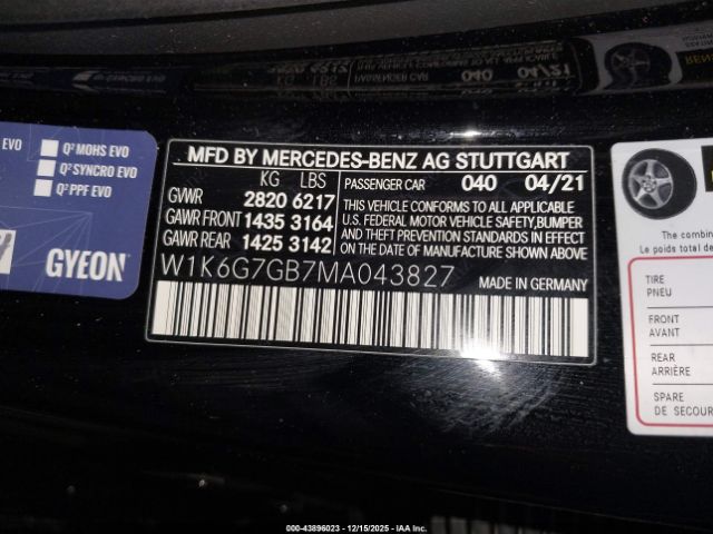 2021 MERCEDES-BENZ S 580 W1K6G7GB7MA043827 Photo 8