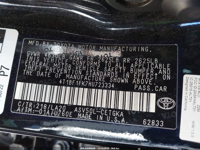 Toyota CAMRY XLE 2017 4T1BF1FK7HU723334 Image 9