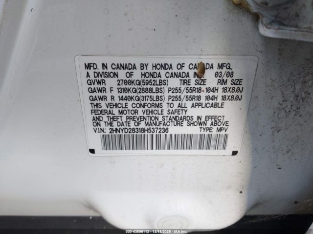 2008 ACURA MDX 2HNYD28318H537236 Photo 8