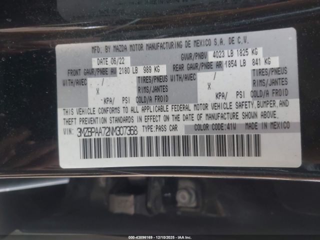 2022 MAZDA MAZDA3 3MZBPAA72NM307368 Photo 8