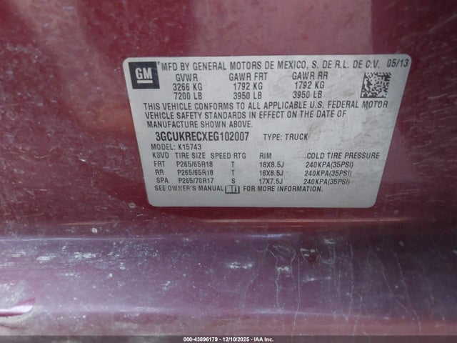 Chevrolet Silverado 1500 2lt 2014 3GCUKRECXEG102007 Image 9