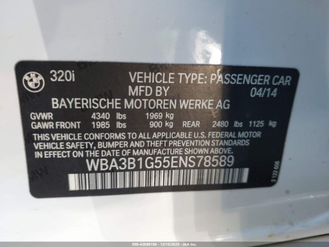 2014 BMW 320I WBA3B1G55ENS78589 Photo 8