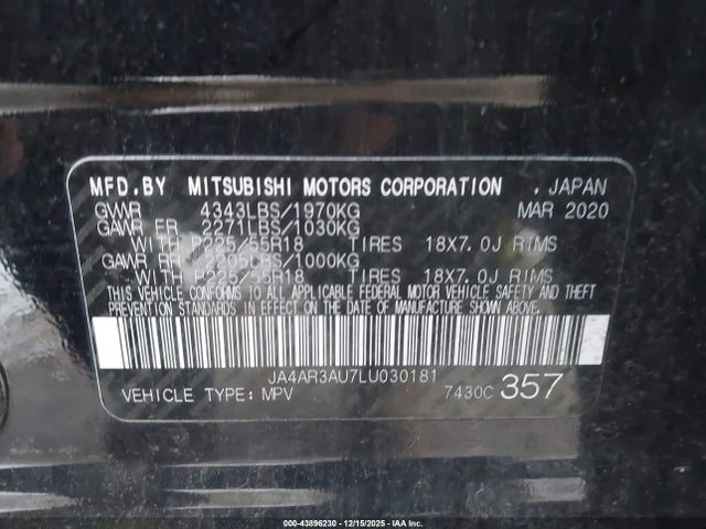 2020 MITSUBISHI OUTLANDER SPORT JA4AR3AU7LU030181 Photo 8