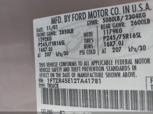 2002 FORD RANGER 1FTZR45E12TA41781 Photo 8