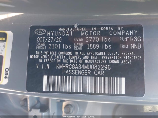 Продажа на аукционе авто 2021 Hyundai Venue Sel, vin: KMHRC8A34MU082296, номер лота: 43896415