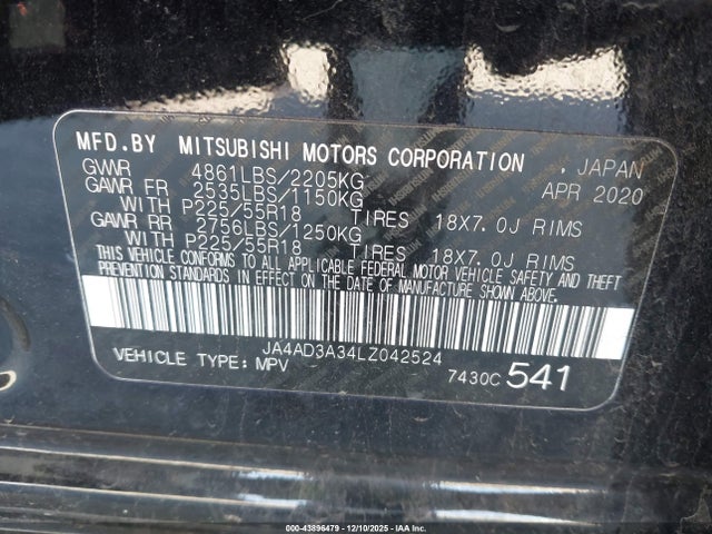 2020 MITSUBISHI OUTLANDER JA4AD3A34LZ042524 Photo 8