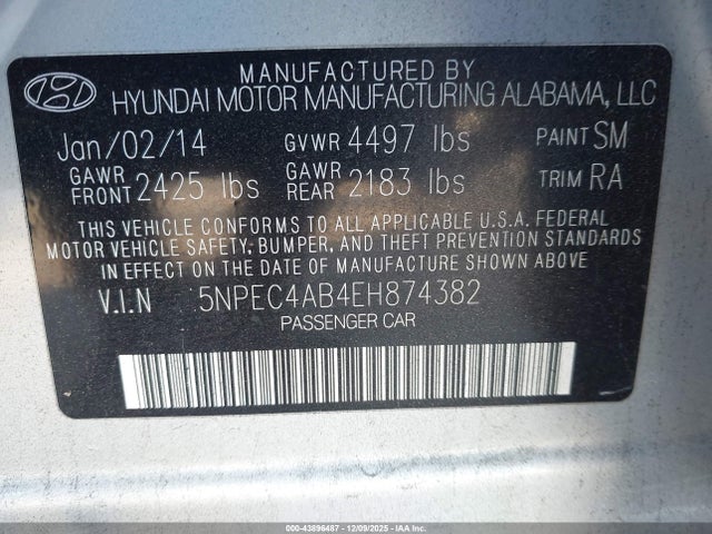 Hyundai theta ii 2014 5NPEC4AB4EH874382 Image 9