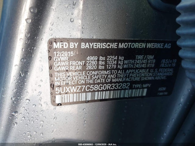 5UXWZ7C58G0R33282 BMW X3 Sdrive28i