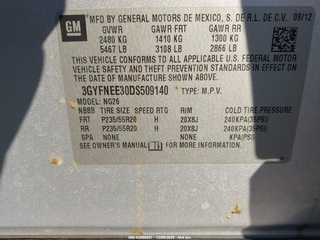 2013 CADILLAC SRX 3GYFNEE30DS509140 Photo 8