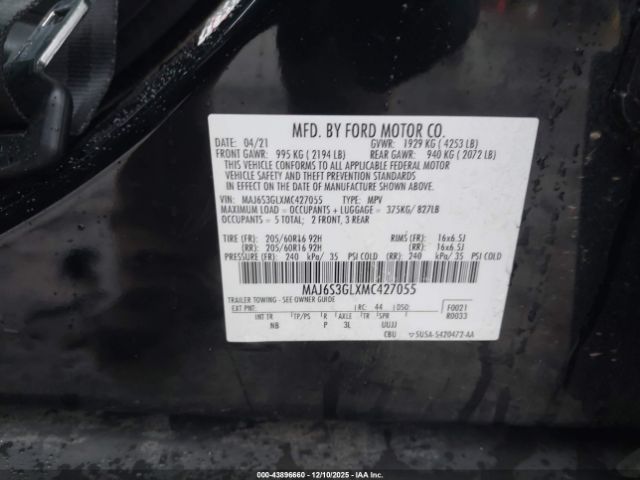 2021 FORD ECOSPORT MAJ6S3GLXMC427055 Photo 8