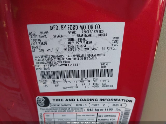 2009 FORD F-150 1FTPW14V29FB16884 Photo 8