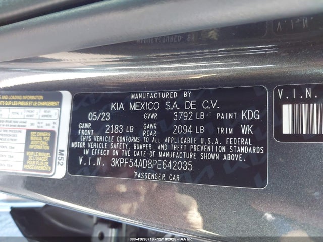 3KPF54AD8PE642035 KIA Forte Gt-line
