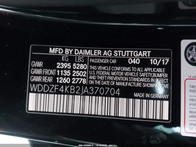 WDDZF4KB2JA370704 Mercedes-Benz E 300 4matic
