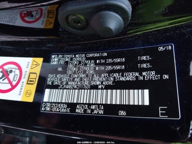 JTJYARBZ9K2117631 Lexus Nx 300 F Sport