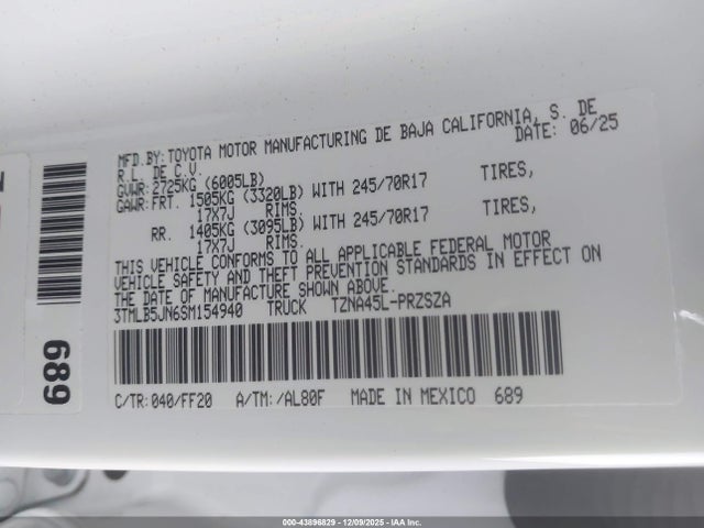 Toyota Tacoma Sr5 2025 3TMLB5JN6SM154940 Image 9