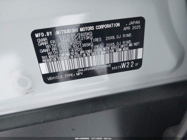 2025 MITSUBISHI OUTLANDER JA4J4VA84SZ034946 Photo 8