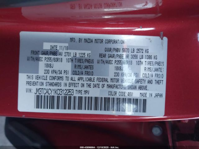 2019 MAZDA CX-9 JM3TCACY1K0312253 Photo 8