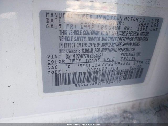 Nissan SENTRA SV 2017 3N1AB7AP7HY254537 Image 9