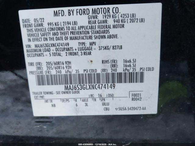 2022 FORD ECOSPORT MAJ6S3GLXNC474149 Photo 8