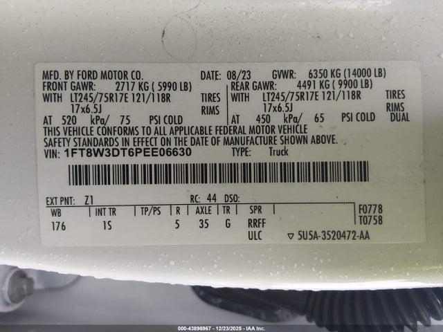 Продаж на аукціоні авто 2023 Ford F-350 Xl, vin: 1FT8W3DT6PEE06630, номер лоту: 43896967