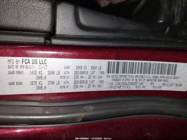 2018 JEEP GRAND CHEROKEE 1C4RJFAG4JC240672 Photo 8