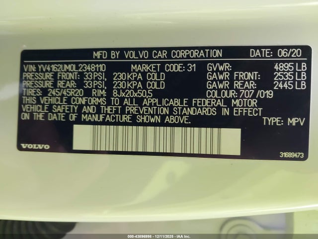 2020 VOLVO XC40 YV4162UM0L2348110 Photo 8